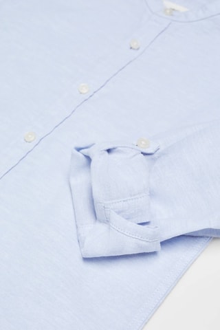 Chemise regular-fit lin col mao - Bleu clair