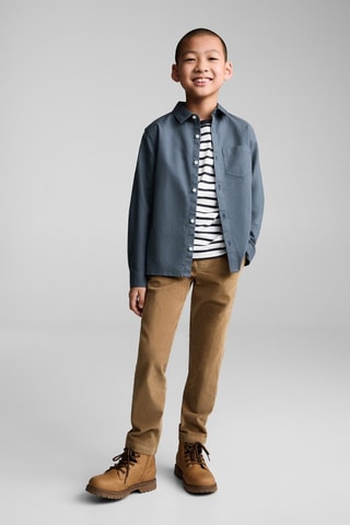 Chemise coton à poche - Bleu