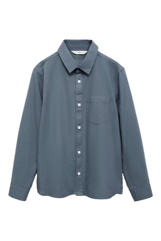 Chemise coton à poche - Bleu