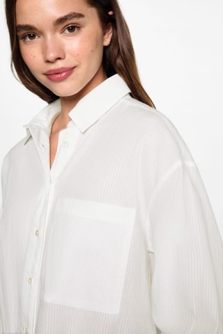 Chemise oversize à rayures - Blanc cassé