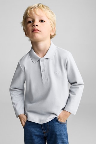 Polo coton à manches longues - Ciel