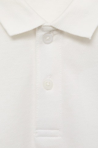 Polo coton à manches longues - Blanc cassé