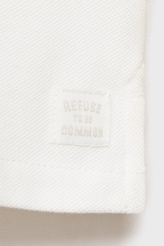 Polo coton à manches longues - Blanc cassé