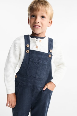 Salopette en velours côtelé à poche - Bleu