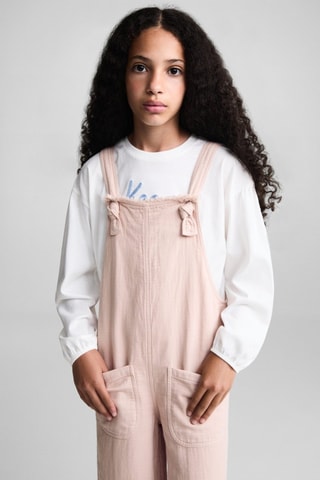 Salopette longue poches - Rose