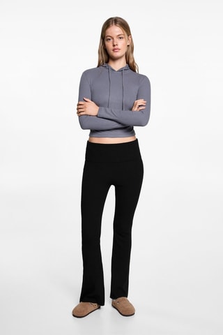 Legging flare maille côtelée - Noir