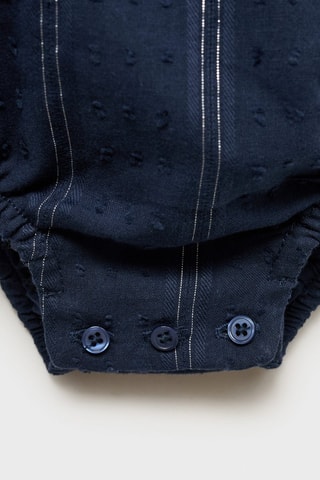 Barboteuse plumetis col Claudine - Bleu marine