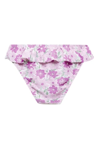 Culotte bikini à fleurs et volant - Lavande