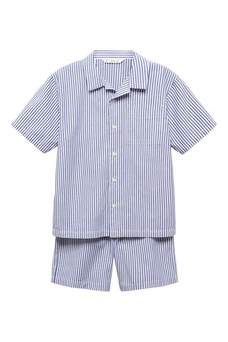 Pyjama court coton rayures - Bleu marine
