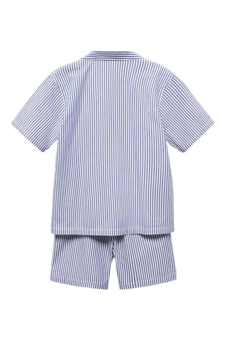 Pyjama court coton rayures - Bleu marine