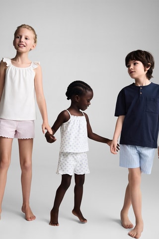 Pyjama court imprimé - Blanc cassé