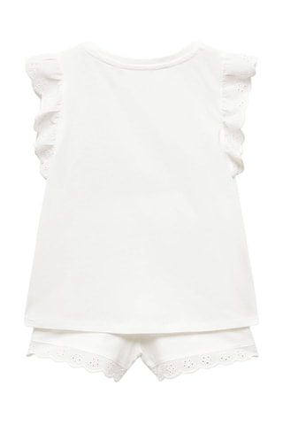 Pyjama coton volants - Blanc cassé