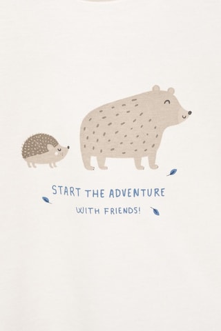 T-shirt manches longues imprimé - Blanc cassé