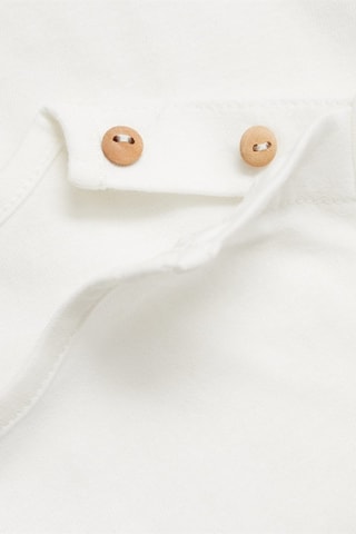 T-shirt coton détail brodé - Blanc cassé