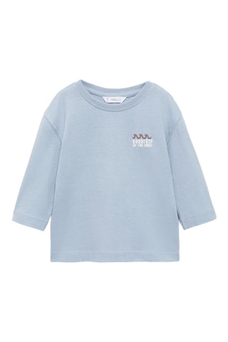 T-shirt manches longues imprimé relief - Ciel