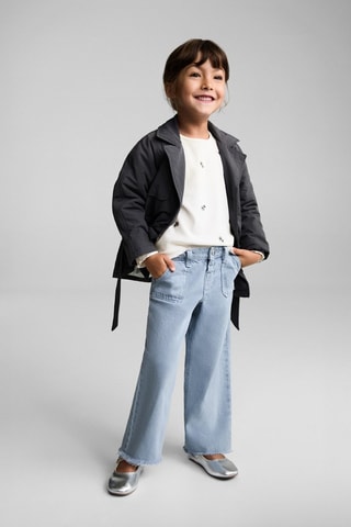 T-shirt fleurs brodées - Blanc cassé