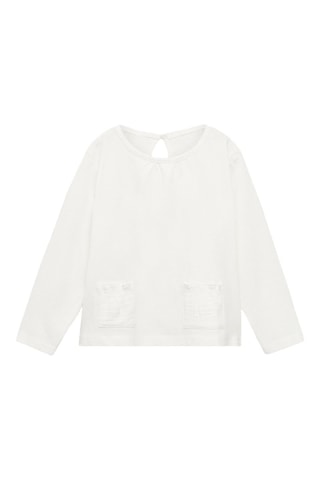 T-shirt manches longues poches - Blanc cassé