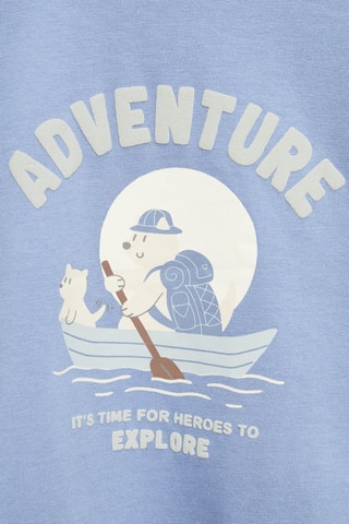 T-shirt manches longues imprimé - Bleu