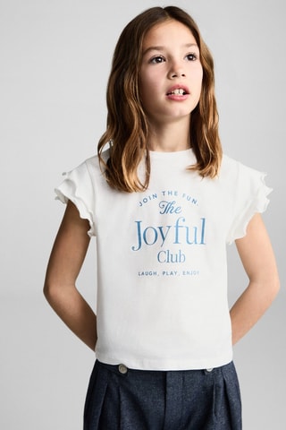 T-shirt imprimé à volants - Blanc cassé