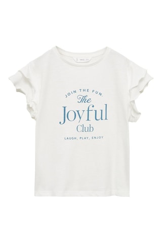 T-shirt imprimé à volants - Blanc cassé