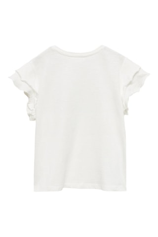 T-shirt imprimé à volants - Blanc cassé