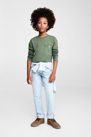 T-shirt coton manches longues - Vert