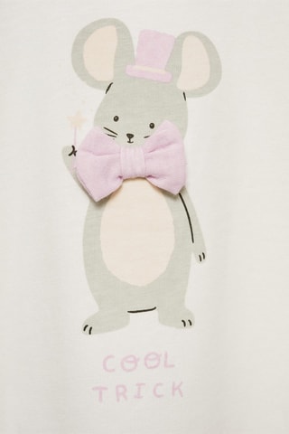 T-shirt coton imprimé - Blanc cassé