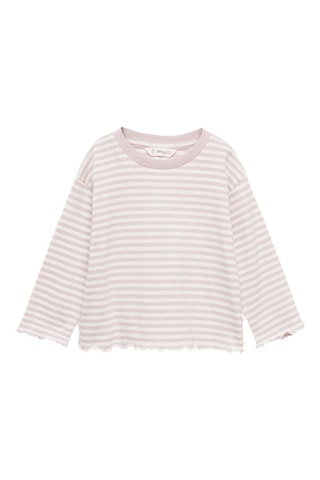 T-shirt coton à rayures - Rose