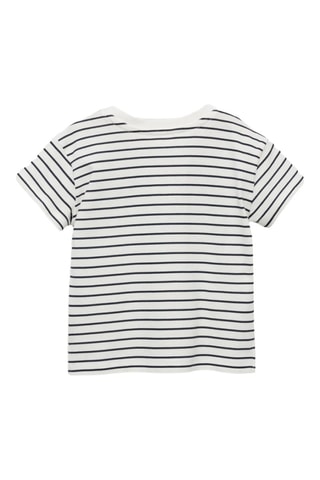 T-shirt coton à rayures - Blanc cassé