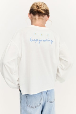 T-shirt détails brodés - Blanc cassé