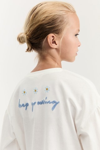 T-shirt détails brodés - Blanc cassé