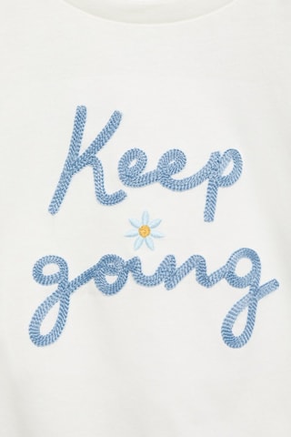 T-shirt détails brodés - Blanc cassé