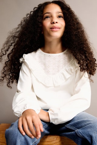 T-shirt détails brodés - Blanc cassé