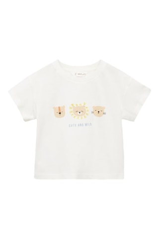 T-shirt coton imprimé animaux - Blanc cassé