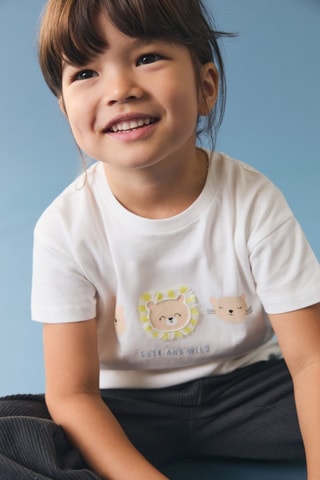 T-shirt coton imprimé animaux - Blanc cassé