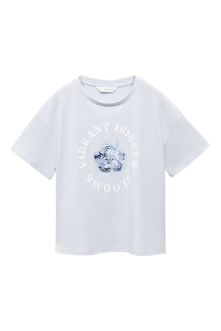 T-shirt imprimé détail relief - Ciel