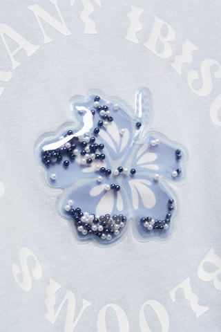 T-shirt imprimé détail relief - Ciel