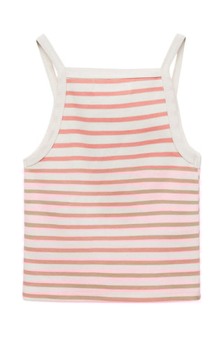 T-shirt bretelles à rayures - Rose