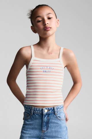 T-shirt bretelles à rayures - Rose