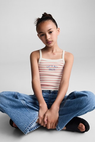 T-shirt bretelles à rayures - Rose