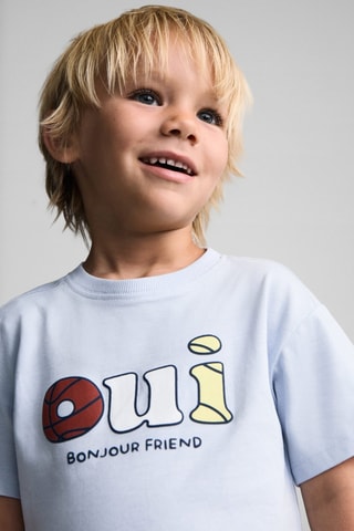 T-shirt coton imprimé - Bleu clair