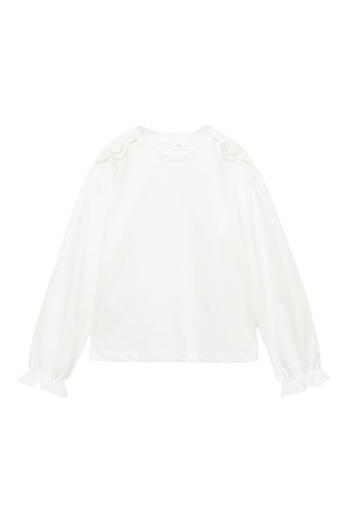 T-shirt détails brodés - Blanc cassé