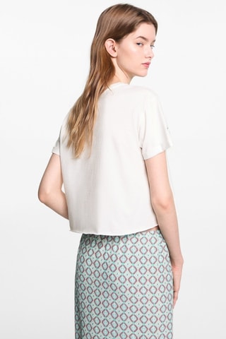 T-shirt coton imprimé - Blanc cassé