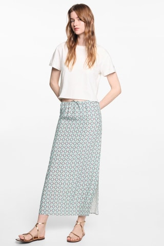 T-shirt coton imprimé - Blanc cassé