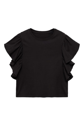 T-shirt en coton à volants - Noir