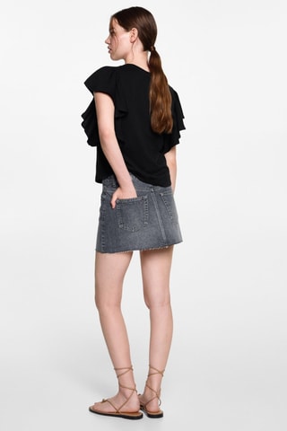 T-shirt en coton à volants - Noir