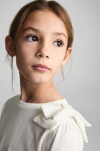 T-shirt coton noeud - Blanc cassé