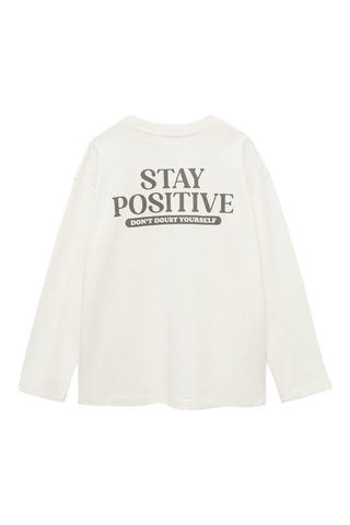 T-shirt manches longues imprimé - Blanc cassé