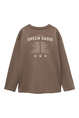 T-shirt manches longues brodé - Marron