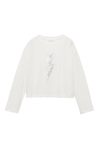 T-shirt imprimé paillettes - Blanc cassé